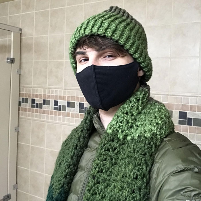 I’ve Been Biking To Work In The Cold Every Morning, My Coworker Noticed And She Made Me This Scarf And Beanie