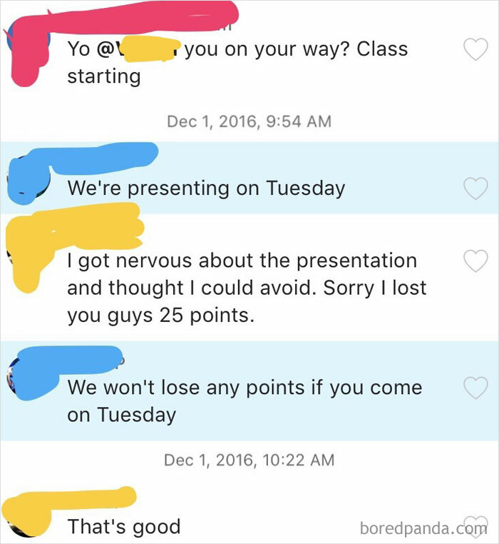This Guy Barely Contributed And Was Willing To Ruin Our Grade Because He "Got Nervous" About Presenting