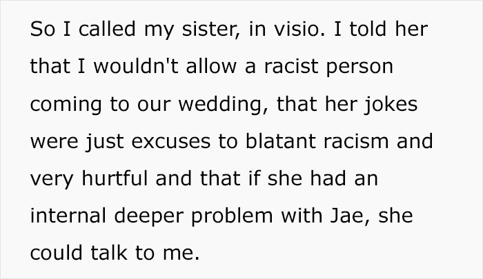 Woman Keeps Making Racist Jokes About Her Sister's Korean BF, Gets Banned  From Their Wedding | Bored Panda