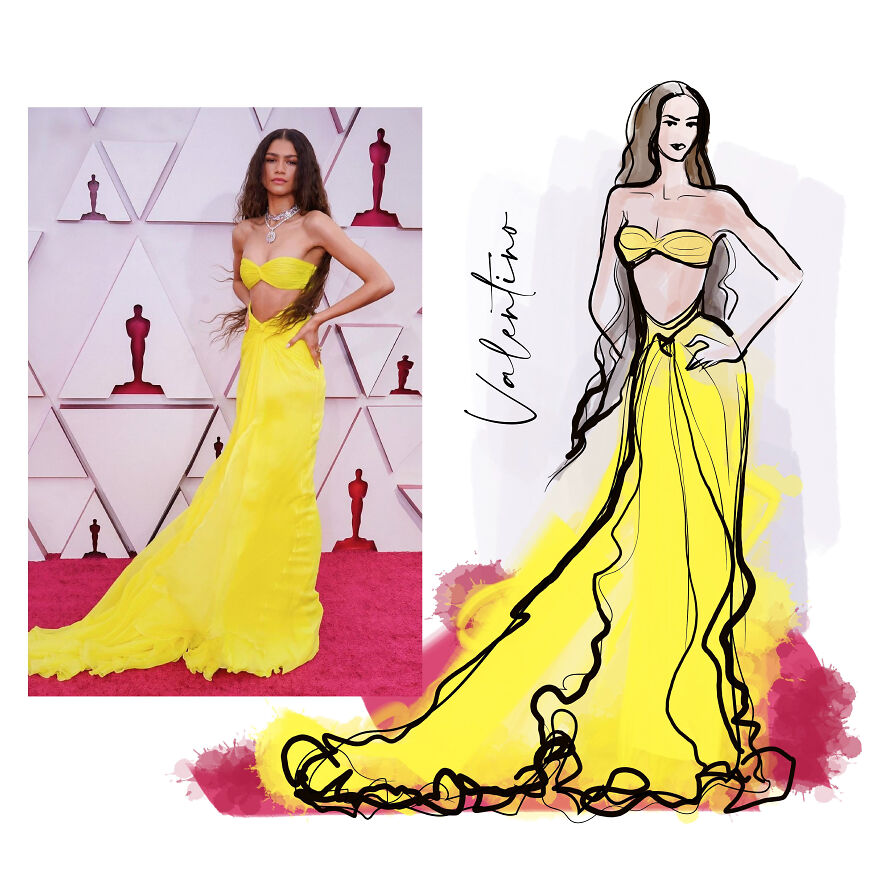 I Was So Impressed With The Oscar 2021 Red Carpet Looks That I Stoped To Work And Drew 6 Of Them!)))