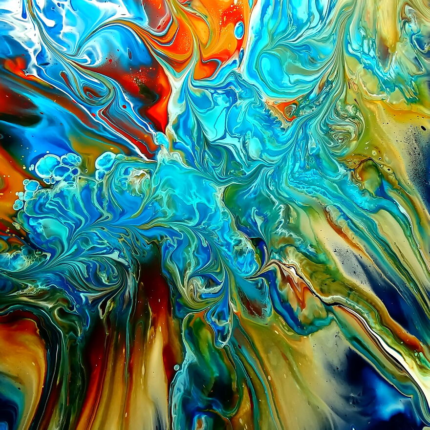 Dutch Pour And Marble Roll ~ Fluid Art Painting ~ Acrylic Pouring ~ Beautiful Colours Dutch Pour And Marble Roll ~ Fluid Art Painting ~ Acrylic Pouring ~ Beautiful Colours
