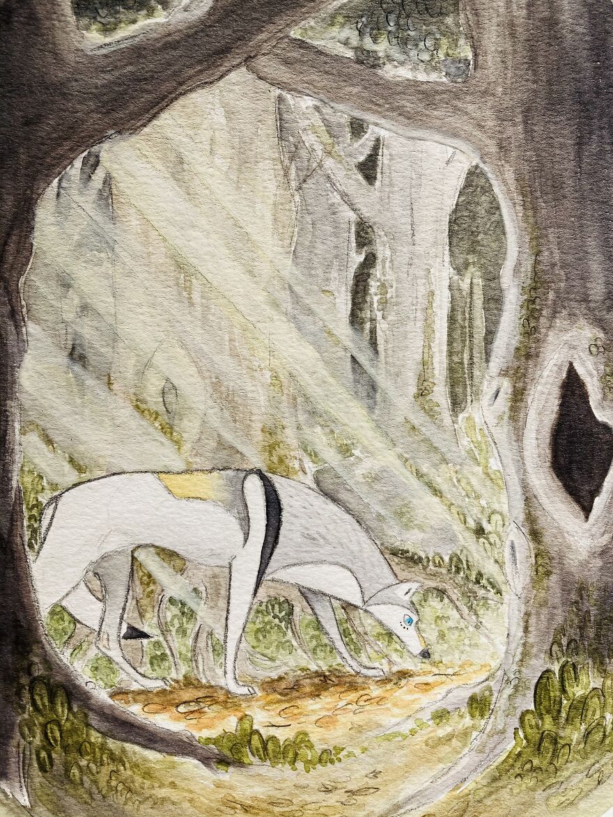 Inspired By Wolfwalkers. Watercolor And Pencil
