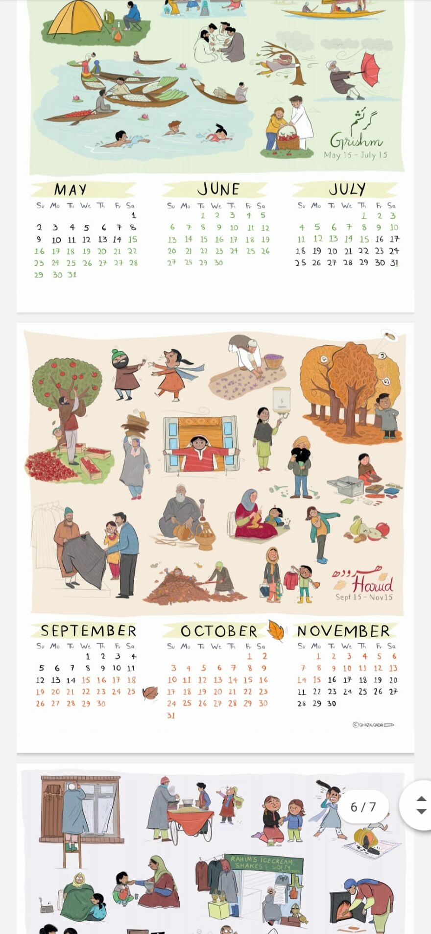 Calendar Showing The Life In 6 Seasons Of Kashmir Calendar Showing The Life In 6 Seasons Of Kashmir