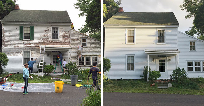Estos amables vecinos repararon y pintaron gratis la casa de una solitaria profesora jubilada