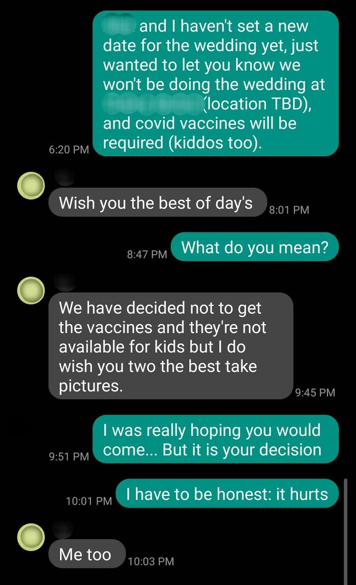 My Dad Confirmed He And My Mom Are Anti Vaccination By Declining My Wedding Invitation