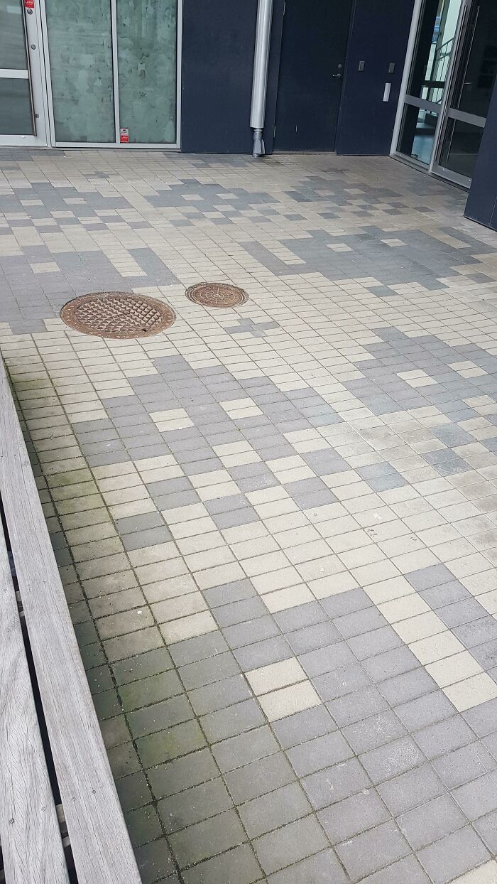 The Tiles Around Our Apartment Complex Is Made Up Like The Enemies In Space Invaders