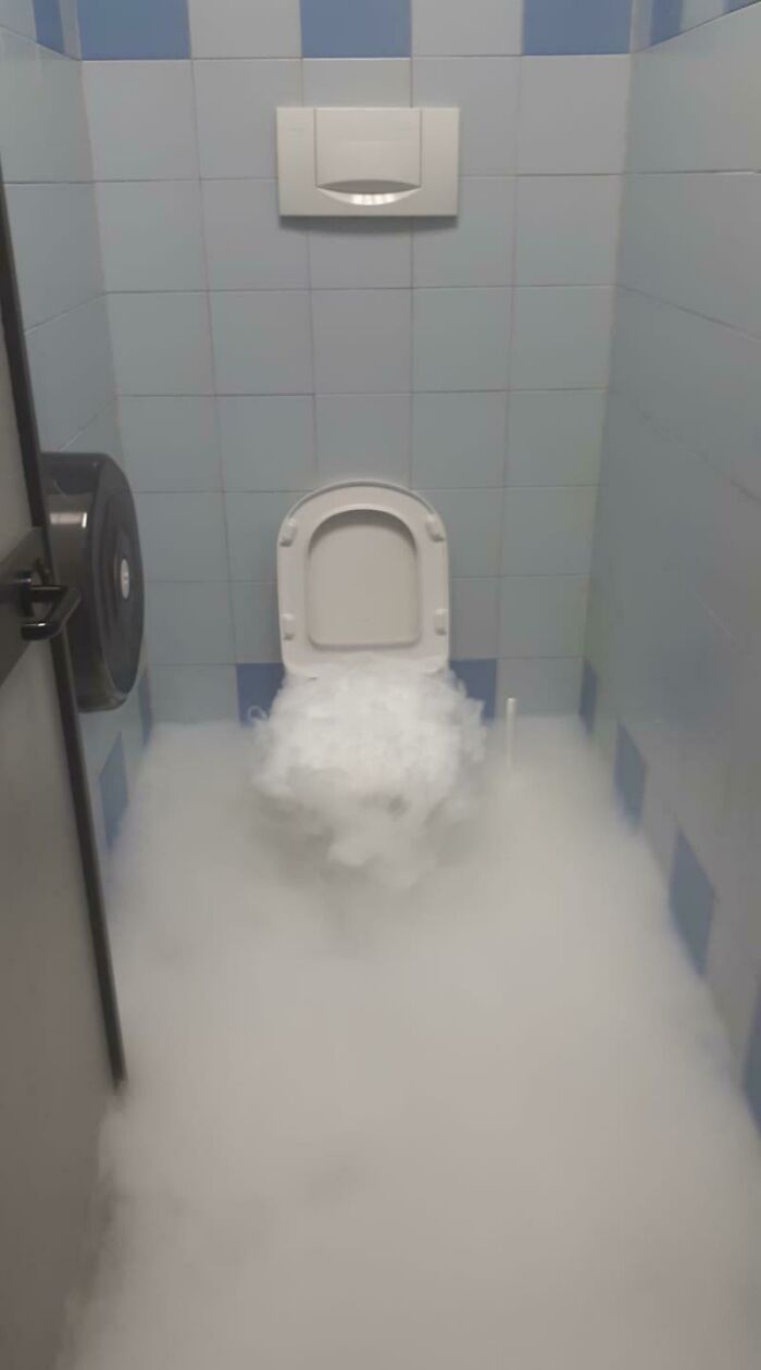 Someone At My Stepdad's Work Put Dry Ice In The Toilet By Mistake