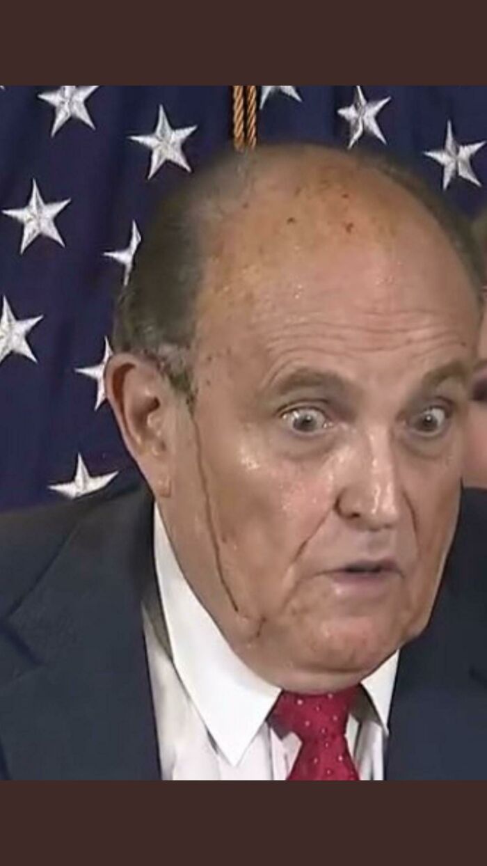 Rudy Giuliani Seating Through His Hair Dye