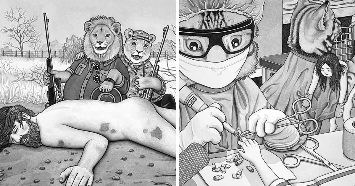 Artist Creates Illustrations Where The Roles Of Humans And Animals Are  Reversed, And The Reality Is Thought-Provoking (50 Pics) | Bored Panda