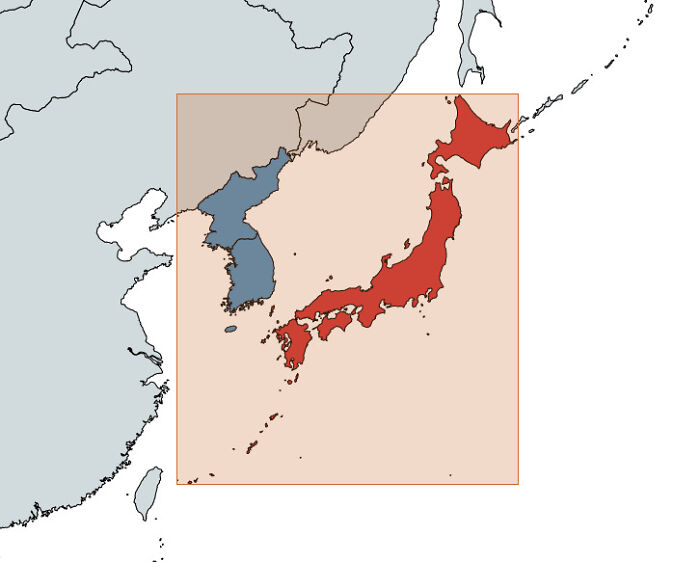 Japan Is Farther East, West, North And South Than Korea
