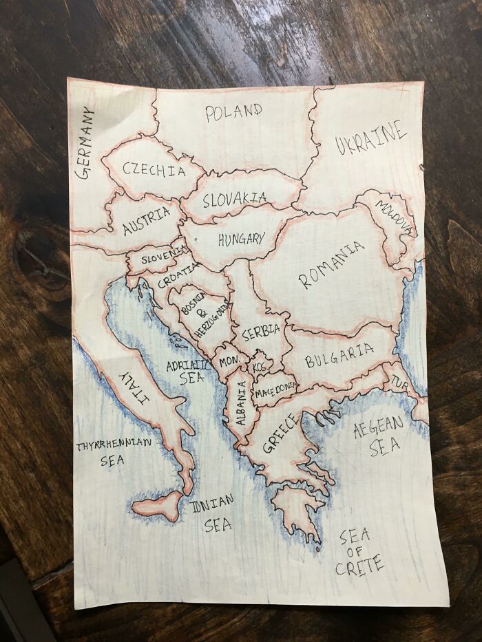 My Son’s (12) Map Of The Balkans