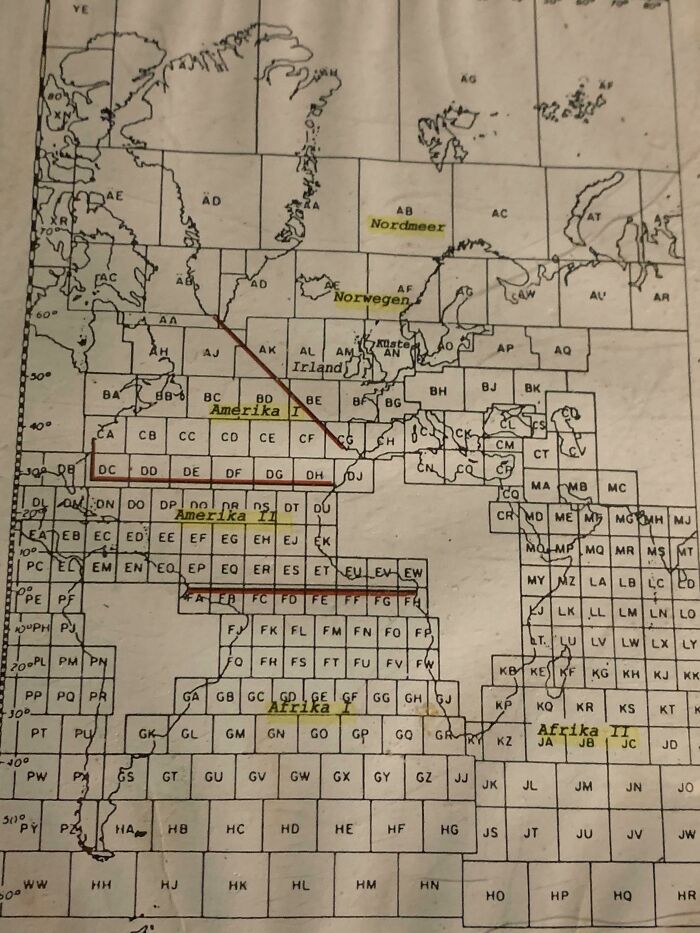 This German Submarine Map With Squares That Are All The Same Size
