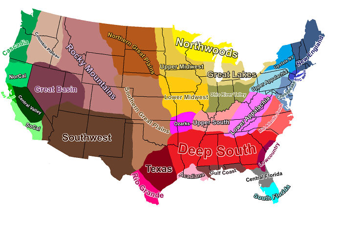 USA Cultural Regions Map