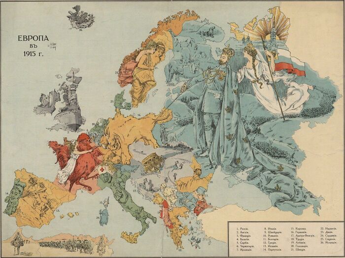 Russian Propaganda Map Of Europe In 1915