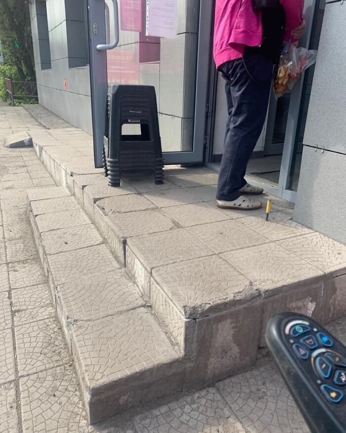 This Ramp In Front Of A Bank Office