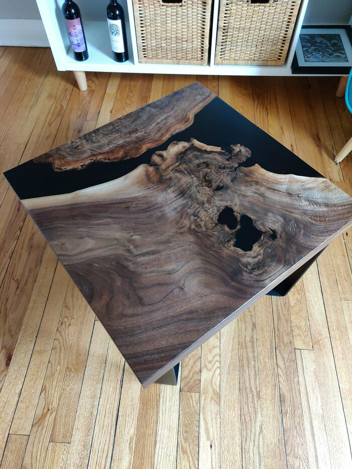 I Know Epoxy Tables Can Sometimes Get A Bad Rap, But I'm Really Proud Of How This Black Walnut & Black Epoxy Coffee Table I Made Turned Out