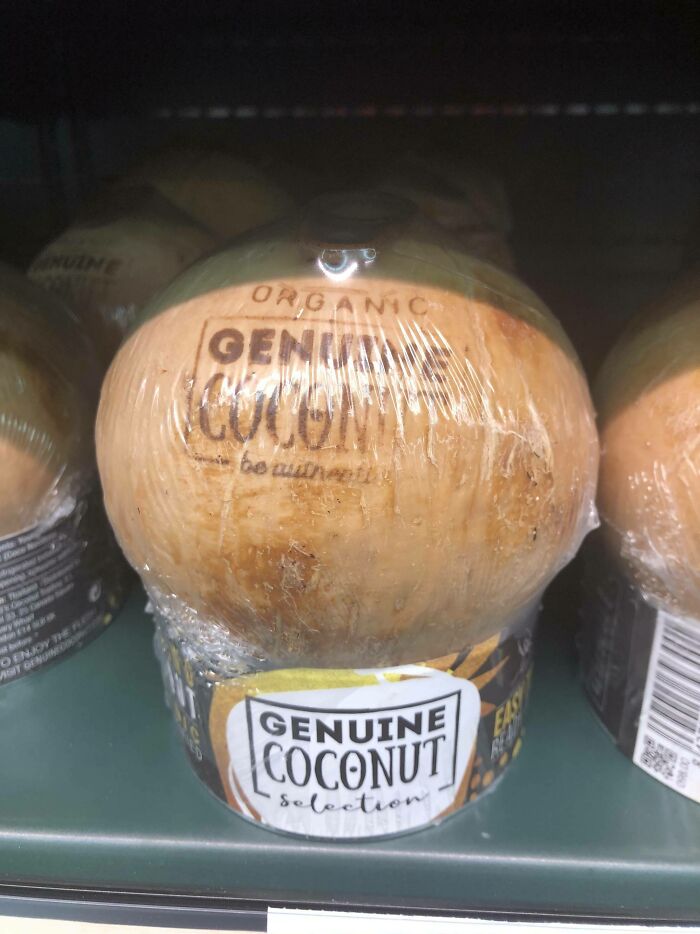 A Coconut Wrapped In Non Recyclable Plastic Packaging. Wtf! A Coconut Is Already Packaged. Shame On Tesco UK