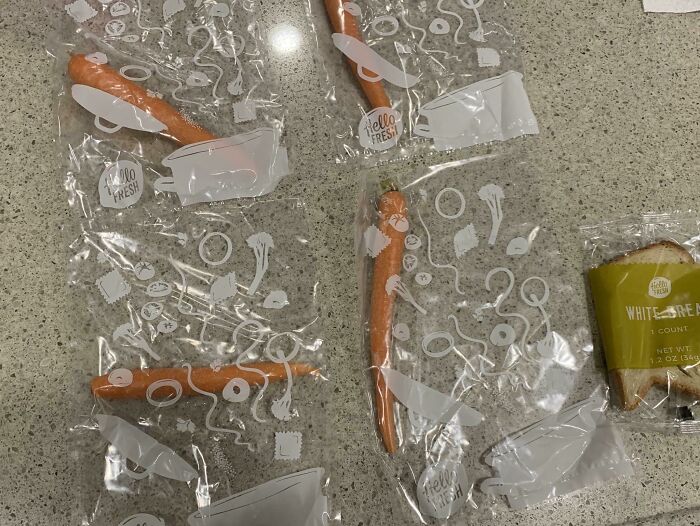 My Hellofresh Meal Kit Came With 4 Individually Bagged Carrots And A Bagged Slice Of Bread