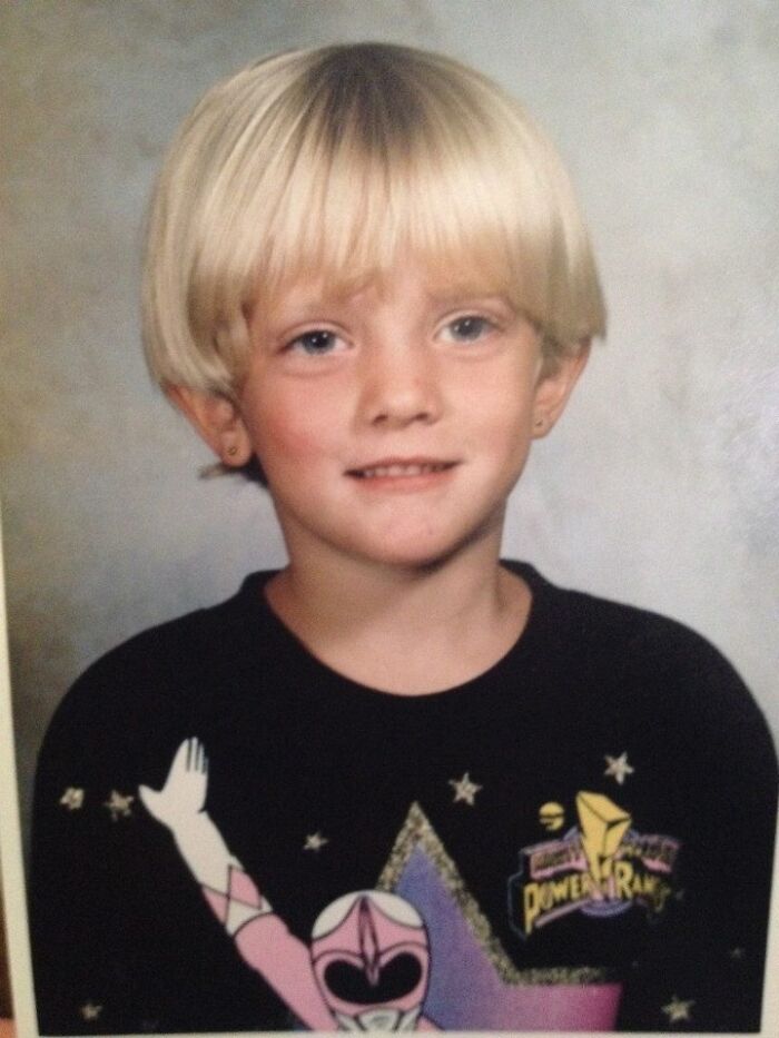 7 Years Old In 1997, Growing Out What Was A Bowl Cut That My Mom Loved, Rocking My Pink Power Ranger Shirt To Make Sure People Knew I Was In Fact A Girl