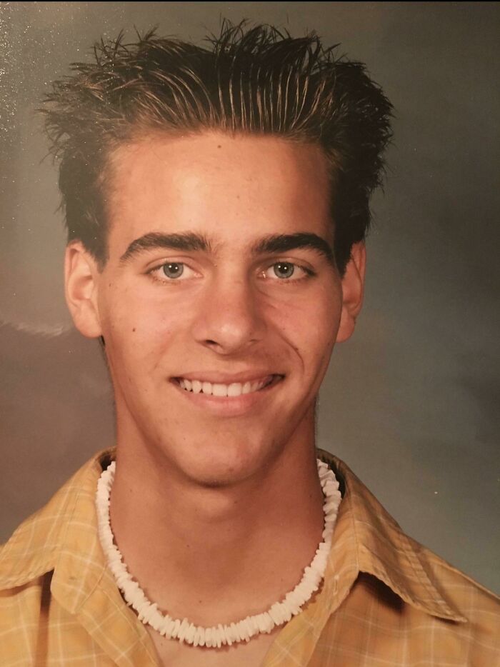 Puka Shell Necklace And Spiked Hair For My School Photo! I Think This Was 2002