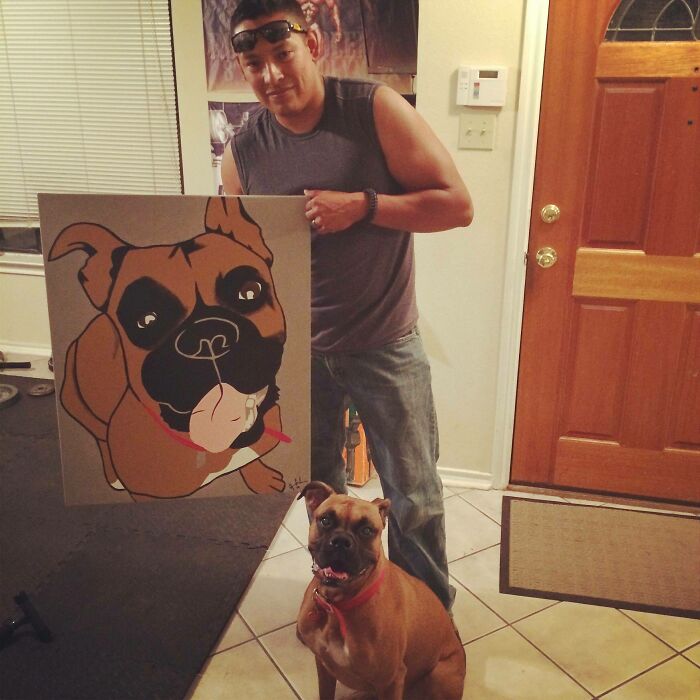 My Neighbor Painted My Dog For Me And My Brother For Absolutely No Reason. We Love It