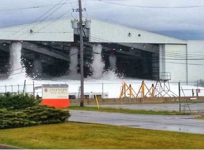 A Fire On A Private Jet Hangar Triggered The Foam Extinguisher System