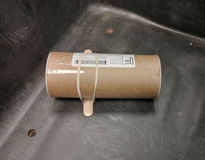 A Customer Mailed This Tube With A Tongue Depressor Attached To It To Prevent It From Rolling Around