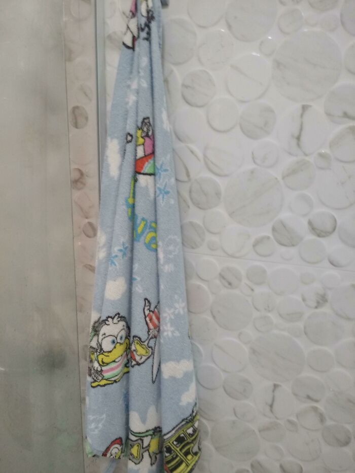 When We Moved My Grandma Bought A Towel For When I'd Come. 12 Years Later, She Still Hangs The Same Duck Towel For Me When I Arrive