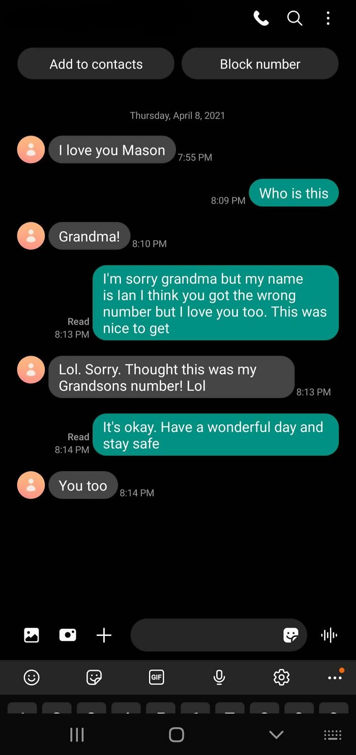 Someone's Grandma Texted Me By Mistake. It Definitely Made Me Smile