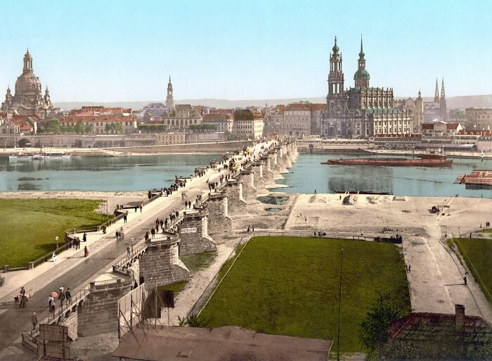 Fotografía en color de Dresde, Alemania (1890) antes del bombardeo de 1945