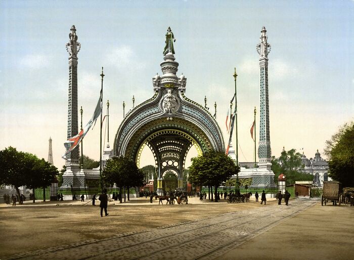 Grand Entrance, Exposition Universal, Paris, France. 1900 Paris World's Fair