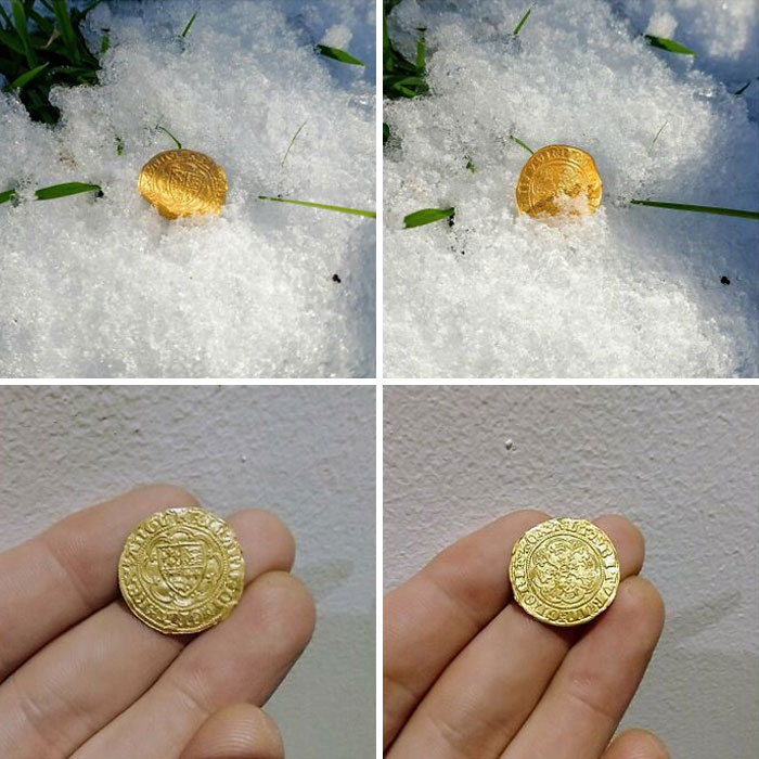 Gold In The Snow!!!! What A Magical Day. A Medieval Gold Hammered Quarter Noble Of Richard II, Circa 1377-1399ce