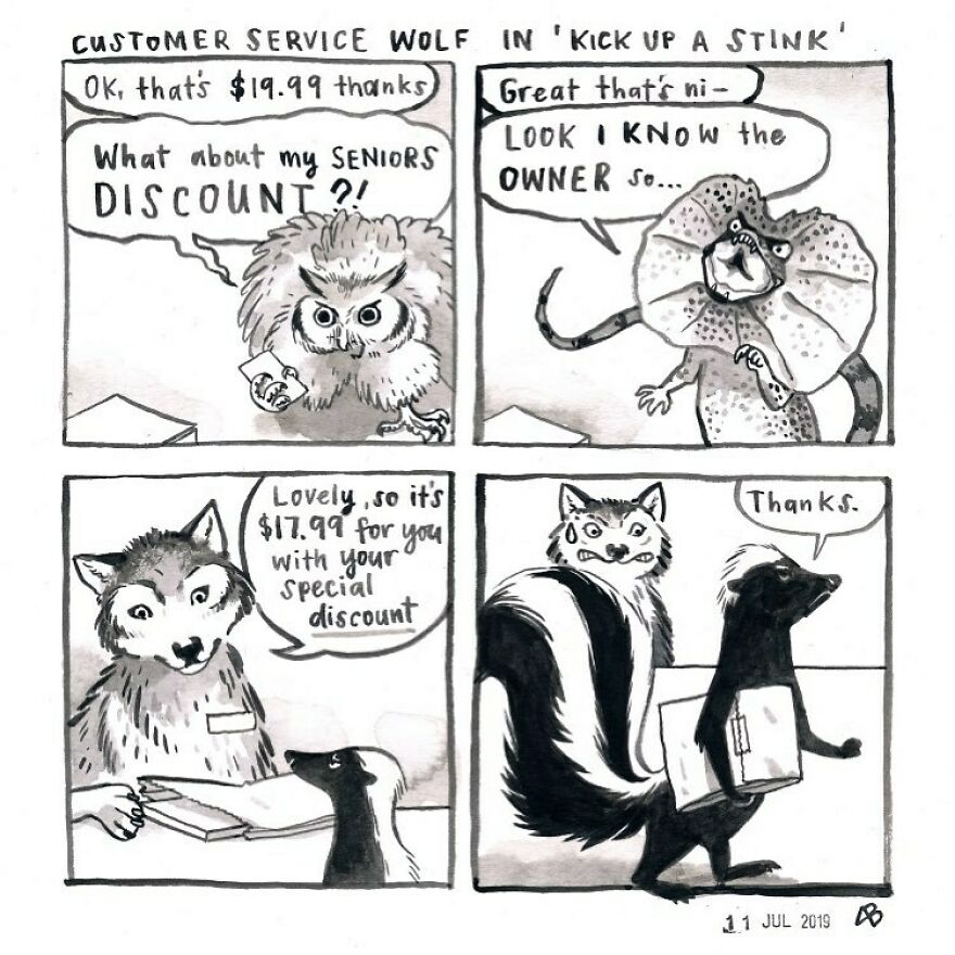 Customer Service Wolf In ' Kick Up A Stink"
