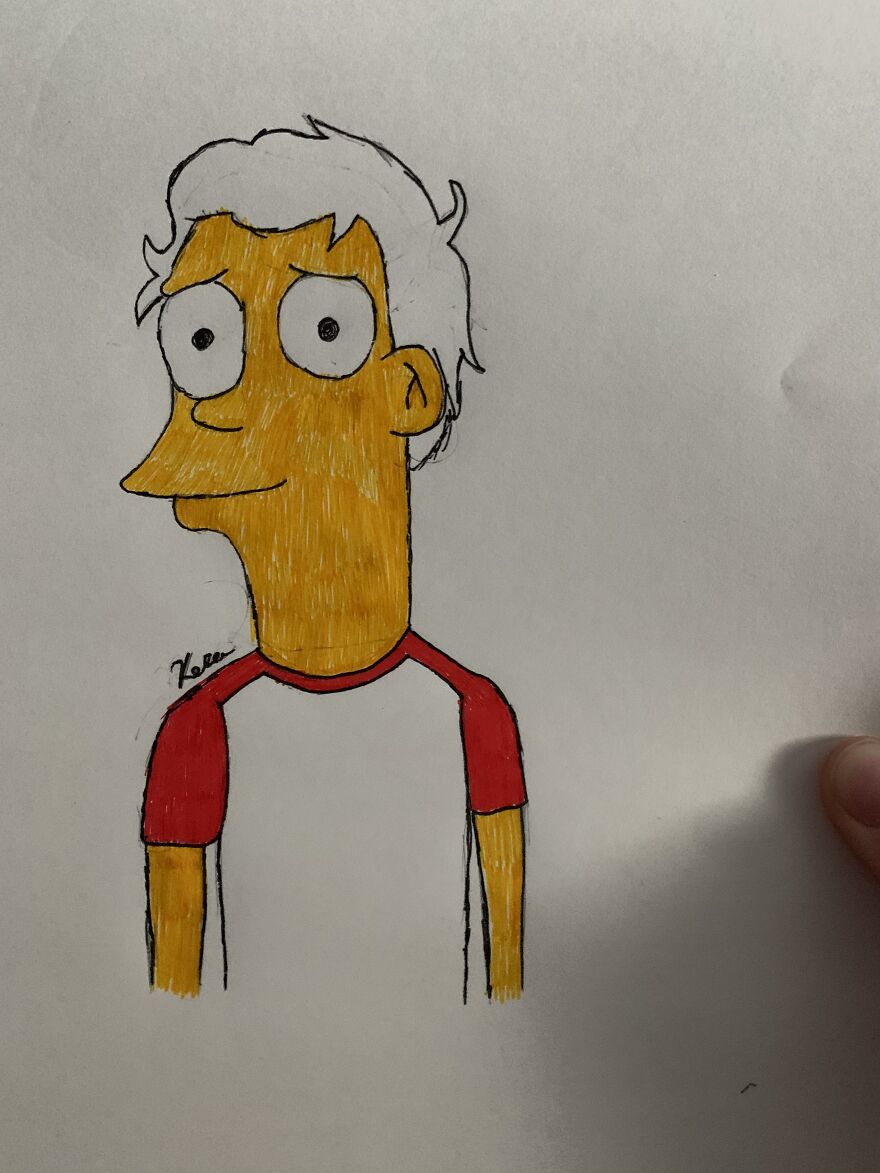 My Drawing Dare That My Friend Asked. ( She Asked Me To Draw Tommyinnit As A Simpson Character)