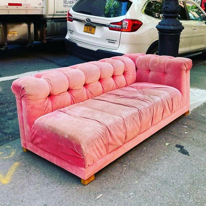 We Know A Pink Ear Mirror That Would Look Fabulous Over This Pink Couch. Outside Of 264 Henry St! 