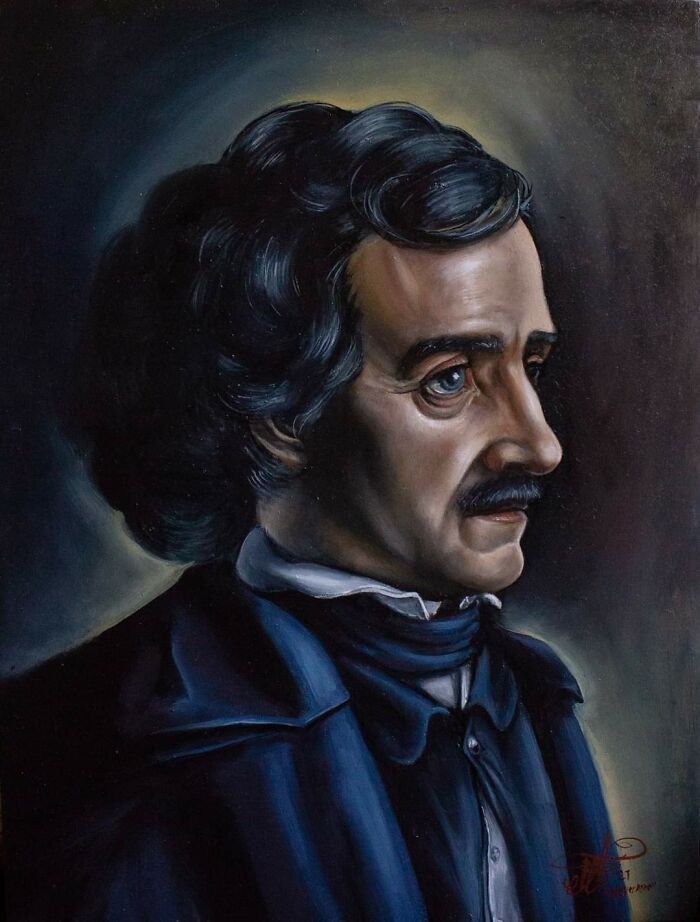 Portrait Of Edgar Allan Poe, Egg Tempera And Oil On Board