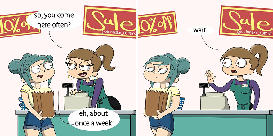 I Created Comics About The Awkward And Flirty Interactions I Had With A Cashier I Like