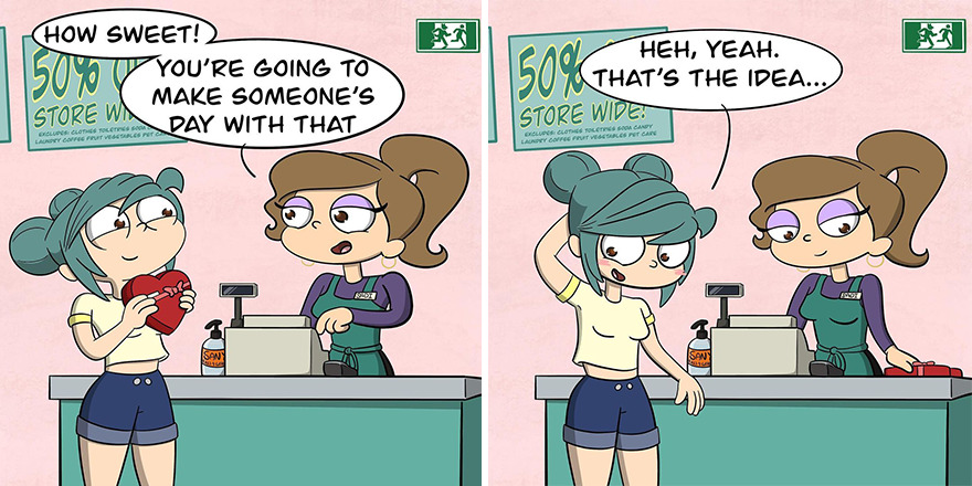 I Created Comics About The Awkward And Flirty Interactions I Had With A Cashier I Like