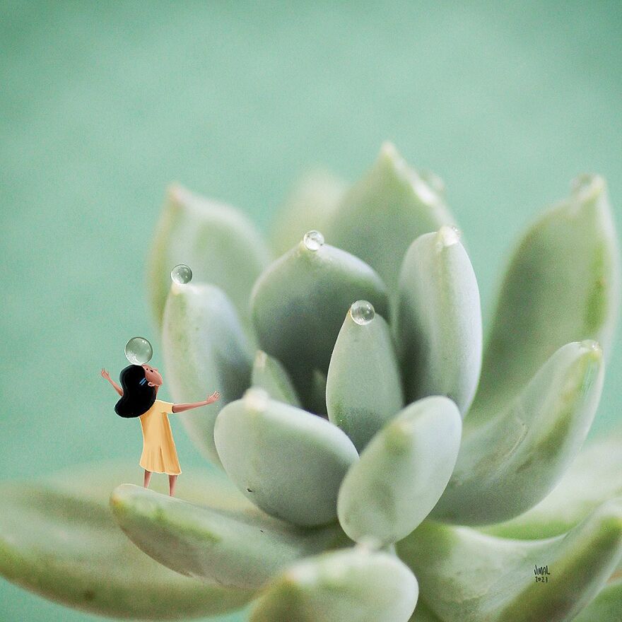 Indian Artist Creates A Little Girl To Give More Life To His Macro Photos And The Result Is Very Cute