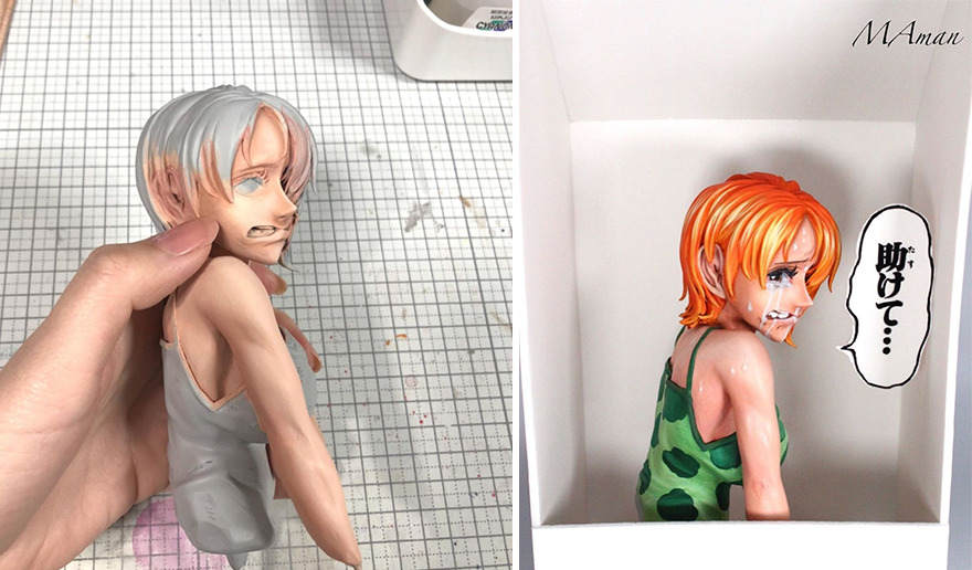 Japanese Artist Takes 3D Sculptures And Makes Them Look Like Manga-Style Illustrations