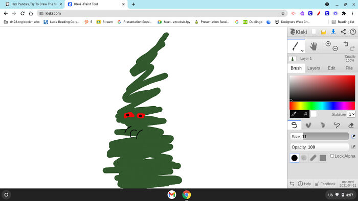 I Made A Tree With A Creature In It And The Black Lines Are Claws