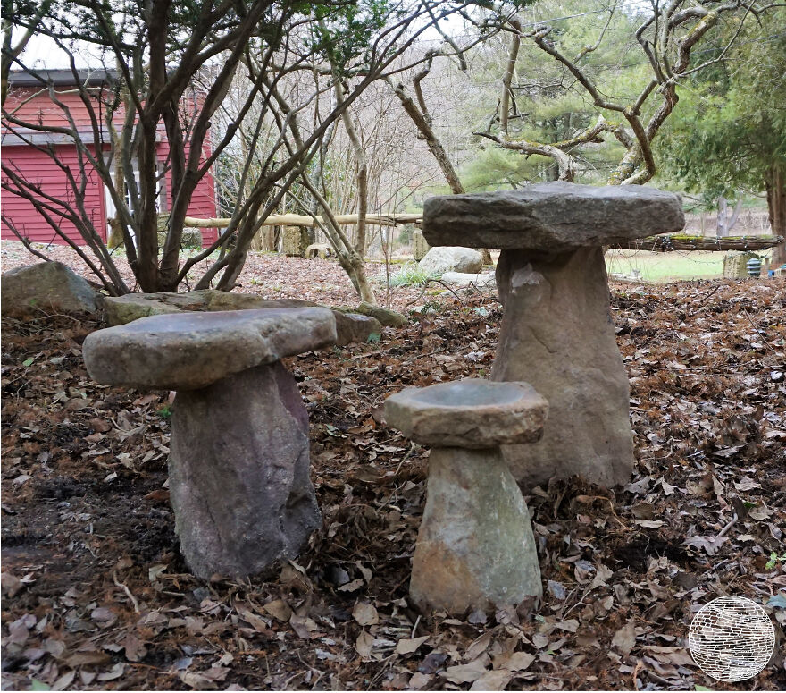 I Create Birdbaths, Benches And Flower Pots From Rocks That I Collect In The Forest