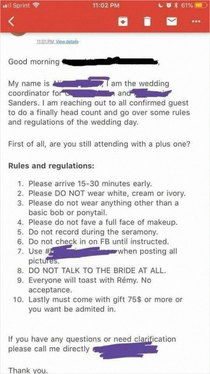 The Tackiest Wedding Rules