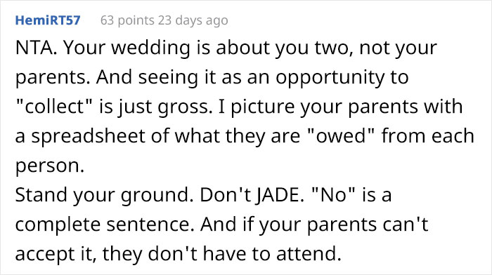Parents Want To "Collect" Off Of Their Child's Wedding - She Says No And Family Drama Ensues