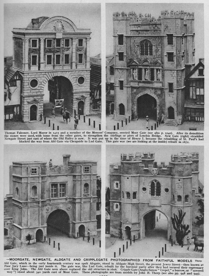 Scale Models Of Four London City Gates (Moorgate, Newgate, Aldgate, Cripplegate). All Demolished Between 1761 - 1770