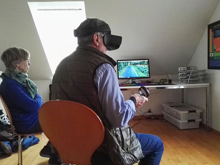 My Grandpa Showing Us The Place He Lived As A Child In Google Earth VR, Telling Us Stories Of All The Buildings And Areas