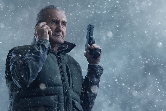 I Photographed My Badass 75-Year-Old Grandpa. He's Channeling Liam Neeson In A Fake Blizzard
