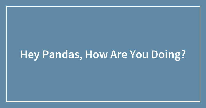 Hey Pandas, How Are You Doing? (Closed)
