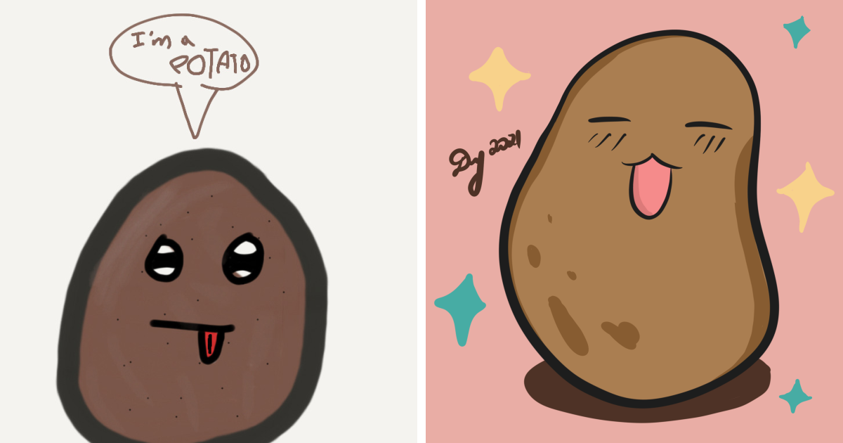 Strong potato  Cute potato, Kawaii potato, Cartoon potato