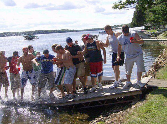 Bachelor Party Over 10 Years Ago. We Went Out For A Picture And Got A Swim Instead